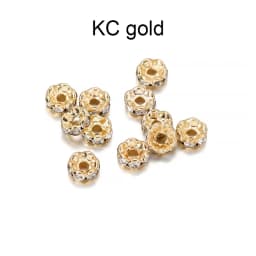 50/100pcs 4 6 8 10mm Gold Color Rhinestone Rondelles Crystal Bead Loose Spacer Beads for DIY Jewelry Making Accessories Supplies