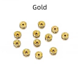 50/100pcs 4 6 8 10mm Gold Color Rhinestone Rondelles Crystal Bead Loose Spacer Beads for DIY Jewelry Making Accessories Supplies
