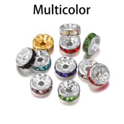 50/100pcs 4 6 8 10mm Gold Color Rhinestone Rondelles Crystal Bead Loose Spacer Beads for DIY Jewelry Making Accessories Supplies