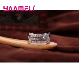 Fashion Women Men Rings 925 Sterling Silver Jewelry Crystal Inlay Overpass Bague Bijoux Dropshipping 5-6-7-8-9-10-11-12-13