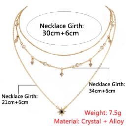 Bls-miracle Boho Crystal Pendant Necklace Fashion Multilayer Star Necklaces Statement Deck Chain For Women Jewelry Gift NX-53
