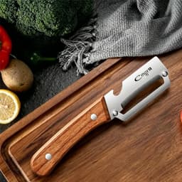 Stainless Steel Peeler Multi-Function Kitchen-Specific Peeler for Slicing Fruits and Vegetables with Wooden/ Steel Handle