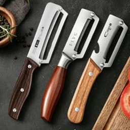 Stainless Steel Peeler Multi-Function Kitchen-Specific Peeler for Slicing Fruits and Vegetables with Wooden/ Steel Handle
