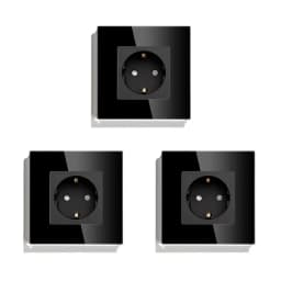 BSEED EU Standard Single Wall Socket Double Power Plugs With White Black Crystal Glass Panel Triple Outlets 16A 110V-250V