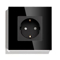 BSEED EU Standard Single Wall Socket Double Power Plugs With White Black Crystal Glass Panel Triple Outlets 16A 110V-250V