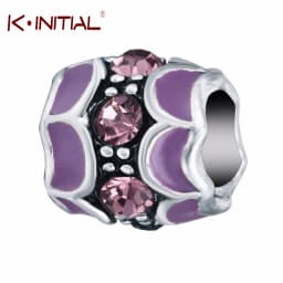 Kinitial 10Pcs Dog Heart Knot Paw Shape Charm Beads Dog Puppy Footprint Paw On Round Bead Charm fit Bracelet Accessories