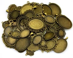 40gram Mix Designs Antique Bronze Color & Antique Silver Color Pendant Blank Cameo Cabochon Base Setting Jewelry Accessories