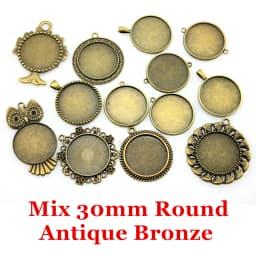 40gram Mix Designs Antique Bronze Color & Antique Silver Color Pendant Blank Cameo Cabochon Base Setting Jewelry Accessories