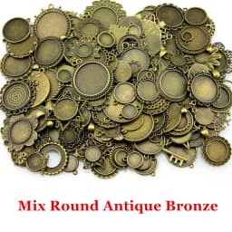 40gram Mix Designs Antique Bronze Color & Antique Silver Color Pendant Blank Cameo Cabochon Base Setting Jewelry Accessories