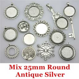 40gram Mix Designs Antique Bronze Color & Antique Silver Color Pendant Blank Cameo Cabochon Base Setting Jewelry Accessories