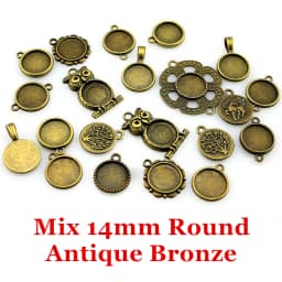40gram Mix Designs Antique Bronze Color & Antique Silver Color Pendant Blank Cameo Cabochon Base Setting Jewelry Accessories