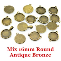 40gram Mix Designs Antique Bronze Color & Antique Silver Color Pendant Blank Cameo Cabochon Base Setting Jewelry Accessories