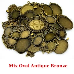 40gram Mix Designs Antique Bronze Color & Antique Silver Color Pendant Blank Cameo Cabochon Base Setting Jewelry Accessories