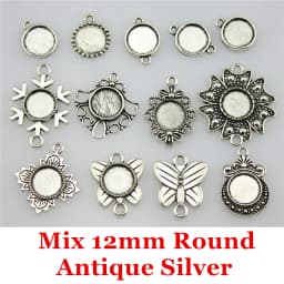 40gram Mix Designs Antique Bronze Color & Antique Silver Color Pendant Blank Cameo Cabochon Base Setting Jewelry Accessories