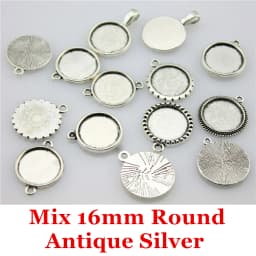 40gram Mix Designs Antique Bronze Color & Antique Silver Color Pendant Blank Cameo Cabochon Base Setting Jewelry Accessories