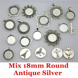 40gram Mix Designs Antique Bronze Color & Antique Silver Color Pendant Blank Cameo Cabochon Base Setting Jewelry Accessories