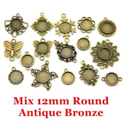 40gram Mix Designs Antique Bronze Color & Antique Silver Color Pendant Blank Cameo Cabochon Base Setting Jewelry Accessories
