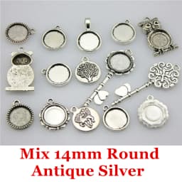 40gram Mix Designs Antique Bronze Color & Antique Silver Color Pendant Blank Cameo Cabochon Base Setting Jewelry Accessories