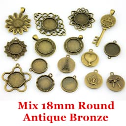 40gram Mix Designs Antique Bronze Color & Antique Silver Color Pendant Blank Cameo Cabochon Base Setting Jewelry Accessories