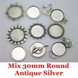 40gram Mix Designs Antique Bronze Color & Antique Silver Color Pendant Blank Cameo Cabochon Base Setting Jewelry Accessories