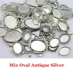 40gram Mix Designs Antique Bronze Color & Antique Silver Color Pendant Blank Cameo Cabochon Base Setting Jewelry Accessories