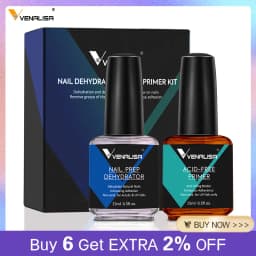 VENALISA Bonder Nail Prep Dehydrator and ACID-FREE Primer Acrylic UV Gel Base Coat Primer Air Dry Nail Art Primer 2 PCS/Set