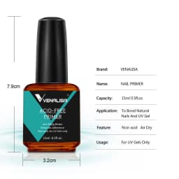 VENALISA Bonder Nail Prep Dehydrator and ACID-FREE Primer Acrylic UV Gel Base Coat Primer Air Dry Nail Art Primer 2 PCS/Set
