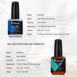 VENALISA Bonder Nail Prep Dehydrator and ACID-FREE Primer Acrylic UV Gel Base Coat Primer Air Dry Nail Art Primer 2 PCS/Set