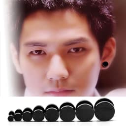 3~16mm Fake Piercing Tunnels Black Surgical Steel Fake Plug Cheater Ear Plugs Gauge Earring Body Jewelry Falso Plug Stretching