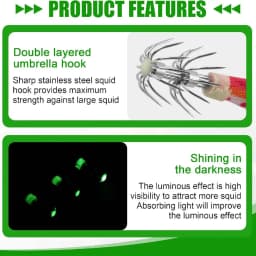 10Pcs 12g-20g Squid bait Wooden Shrimp jig hook With Rattle Octopus Lures Cuttlefish luminous jigging Squid Fishing lure