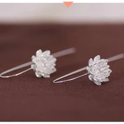 925 sterling silver Long Flower Earrings For Women Elegant Lady Prevent Allergy New Design Fashion Jewelry