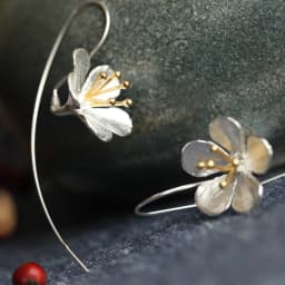 925 sterling silver Long Flower Earrings For Women Elegant Lady Prevent Allergy New Design Fashion Jewelry