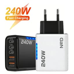 240W GaN USB C Charger 5 in 1 Fast Charging Phone Charger Power Adapter For iPhone Samsung Xiaomi Type C EU/US Plug Wall Charger