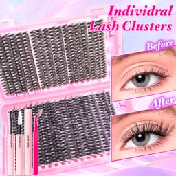 720/200pcs Eyelash Extension Kit Fluffy Eyelash Extension Kit with Lash Bond and Seal Lash Tweezers Thick Lash Clusters Wispy