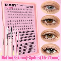 720/200pcs Eyelash Extension Kit Fluffy Eyelash Extension Kit with Lash Bond and Seal Lash Tweezers Thick Lash Clusters Wispy