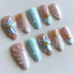 24pcs Pink Flower Almond Press on Nails Kawaii False Nails Wearable Stick-on Nails Fake Nail Uñas Postizas Накладные Ногти 네일팁