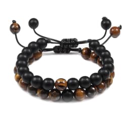 Black Lava Stone Crown Charm Tiger Eye Beads Bracelet For Men Women Braided Bracelets Handmade Adjustable Jewelry Pulseira