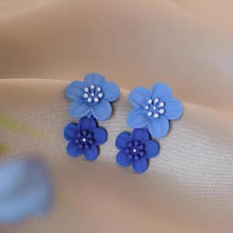 Korean Big Double Flower Drop Earrings for Woman Summer Beach Party Metal Statement Ear Boho Fashion Jewelry Girl Gift