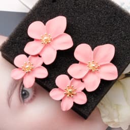 Korean Big Double Flower Drop Earrings for Woman Summer Beach Party Metal Statement Ear Boho Fashion Jewelry Girl Gift