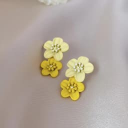 Korean Big Double Flower Drop Earrings for Woman Summer Beach Party Metal Statement Ear Boho Fashion Jewelry Girl Gift