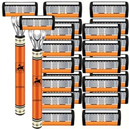 6-Layer Razor Blade, Men's Stainless Steel Blade, Classic Water Washed Razor, Sharp Blade for Clean Shaving