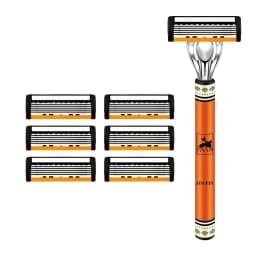 6-Layer Razor Blade, Men's Stainless Steel Blade, Classic Water Washed Razor, Sharp Blade for Clean Shaving