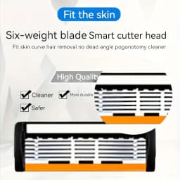 6-Layer Razor Blade, Men's Stainless Steel Blade, Classic Water Washed Razor, Sharp Blade for Clean Shaving