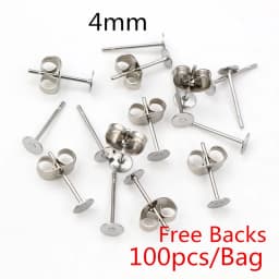 50-100pcs/lot Gold Stainless Steel Earring Studs Blank Post Base Pins With Earring Plug Findings Ear Back For DIY Jewelry Making