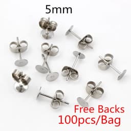 50-100pcs/lot Gold Stainless Steel Earring Studs Blank Post Base Pins With Earring Plug Findings Ear Back For DIY Jewelry Making