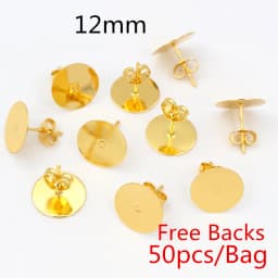 50-100pcs/lot Gold Stainless Steel Earring Studs Blank Post Base Pins With Earring Plug Findings Ear Back For DIY Jewelry Making
