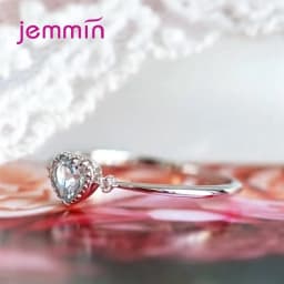 Authentic 100% 925 Sterling Silver Ring Light Blue Love Heart Romantic Finger Ring for Women Wedding Gift For Mother/Wife
