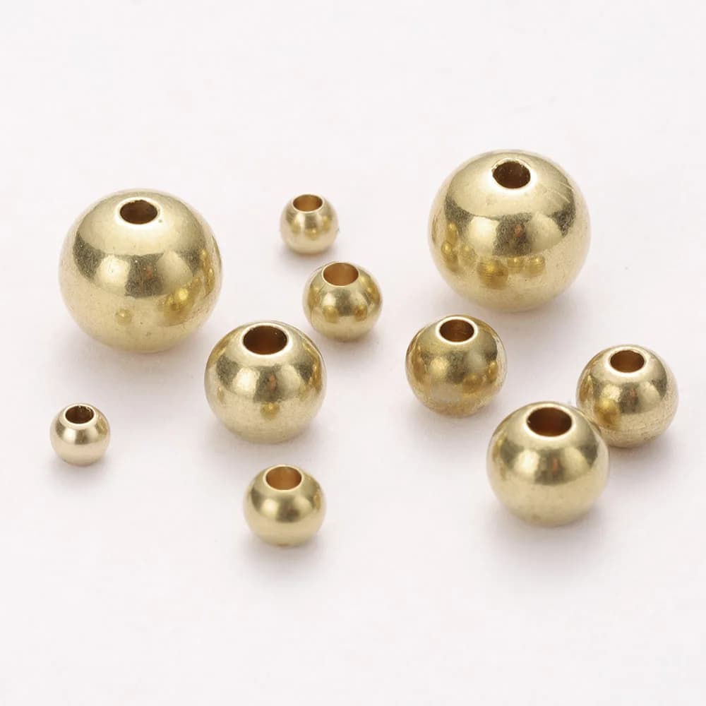 50pcs Original Brass Round Ball Space Beads 3/4/5/6/8mm Bracelets Loose Charm Bead for DIY Necklaces Jewelry Making Accessories