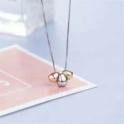 New Simple Temperament Three-color Angel Egg 925 Sterling Silver Jewelry Golden Bean Clavicle Chain Pendant Necklaces XL014