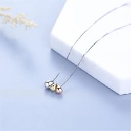 New Simple Temperament Three-color Angel Egg 925 Sterling Silver Jewelry Golden Bean Clavicle Chain Pendant Necklaces XL014
